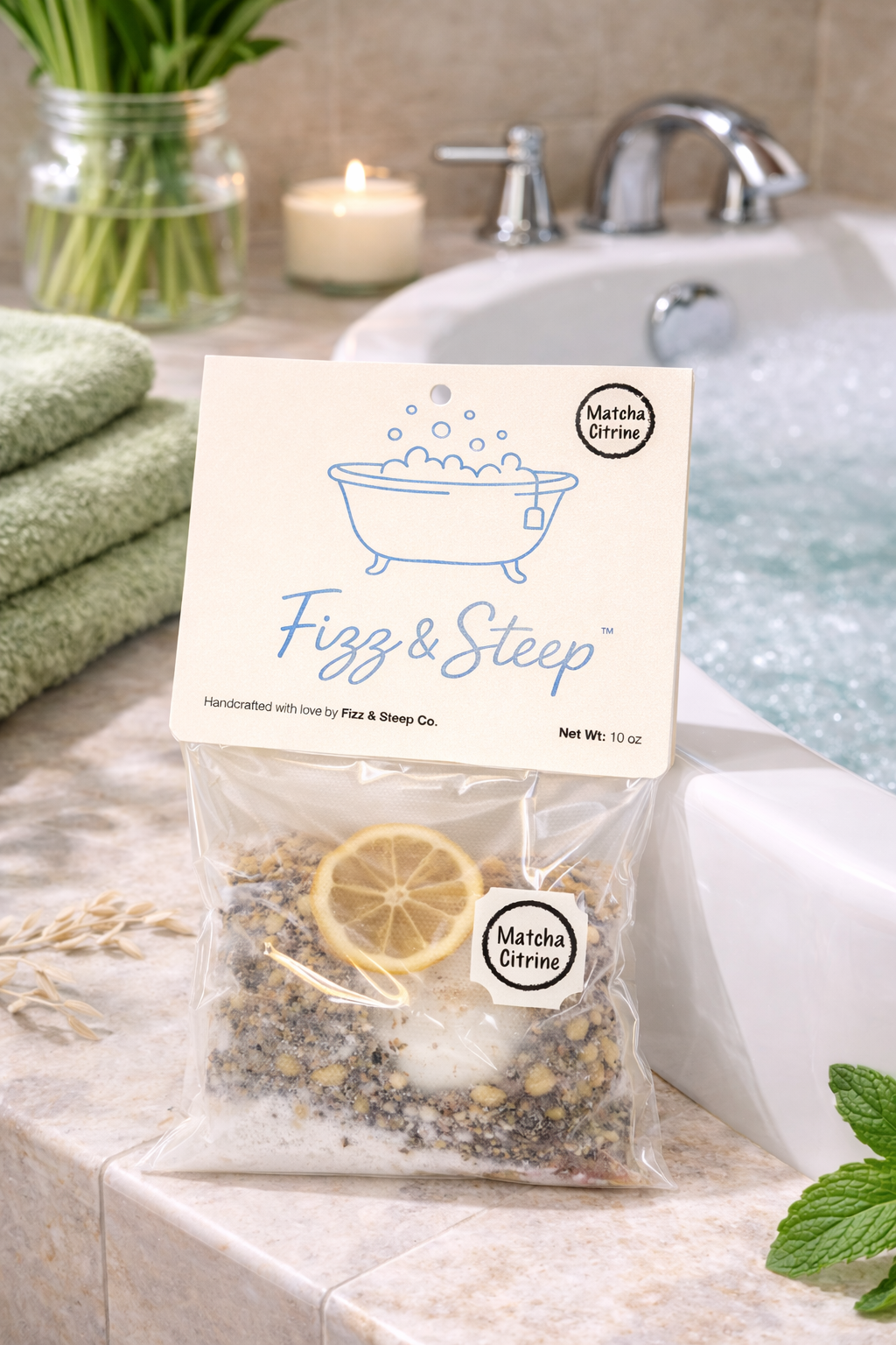 Matcha Citrine™ Bath Bomb Tea Bag
